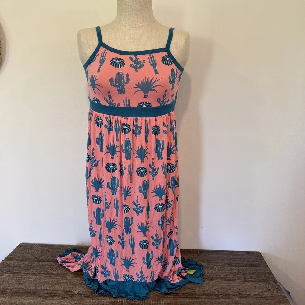 Kickee Pants Bamboo Girl Cactus Hi Lo Maxi Dress Size XXL 14/16 New